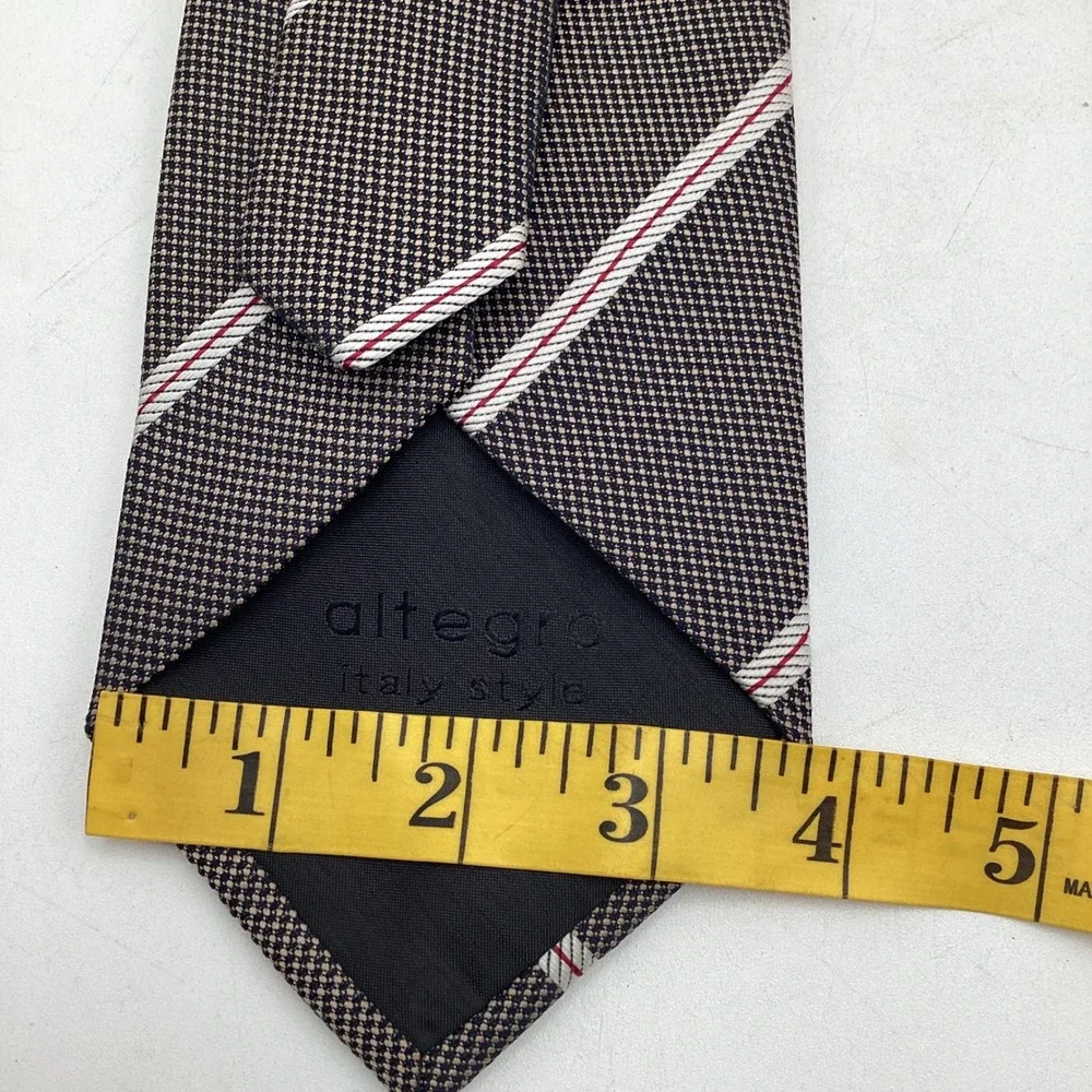 Altegro Italy Style Mens Silk Tie‎ Brown Red White Striped Pattern Necktie